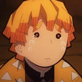 🍃 Zenitsu Agatsuma Demon Slayer anime, boy, sad, crying telegram sticker