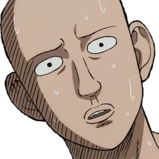 😨 Saitama One-Punch Man Аниме, Сайтама, Ванпанчмен, Пот telegram sticker
