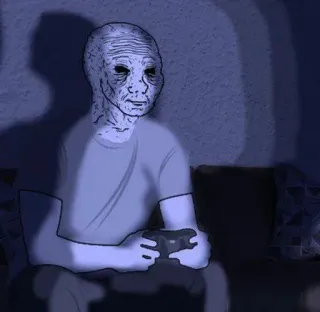 🕸 Wojak wojak, gamer, meme, sad, gaming, lonely telegram sticker