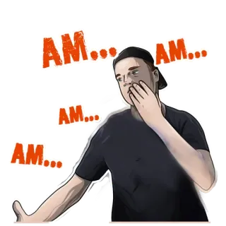 😋 AM... AM... стикер, мужчина, разговор, мультфильм, иллюстрация telegram sticker