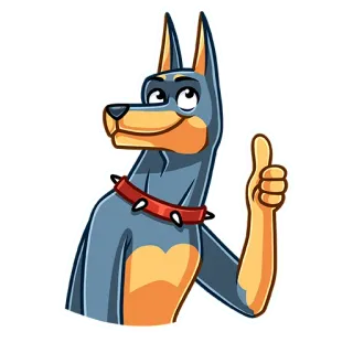 👍 собака, доберман, питомец, животное, большой палец вверх, наклейка telegram sticker