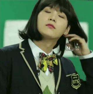 🍍 허.. 참 person, school uniform, korean, male, wig telegram sticker
