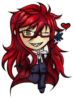 ❤ Grell Sutcliff Black Butler Аниме, Манга, Гробовщик, Тёмный Дворецкий, Чиби, Милый, Каваий telegram sticker