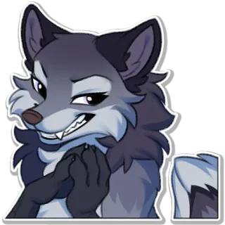 😀 wolf, animal, cartoon, smirking, furry telegram sticker