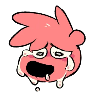 😭 cartoon, sad, crying, emotional, pink, blob telegram sticker