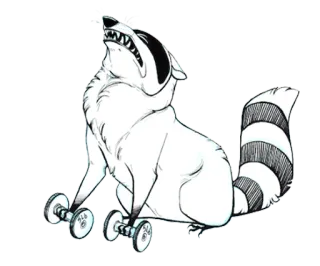 🏋️‍♂️ raccoon, animal, cartoon, sketch, dumbbells, exercise telegram sticker