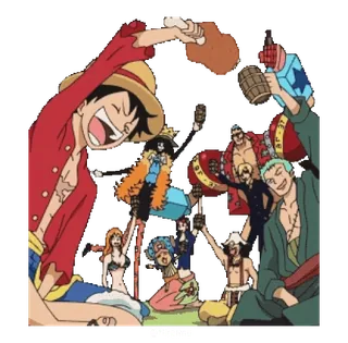 🥂 Monkey D. Luffy One Piece 애니메이션, 해적, 밀짚모자, 축하, 파티 telegram sticker