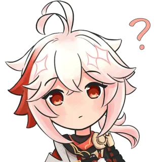 🤨 Kaedehara Kazuha Genshin Impact anime, adesivo, fofo, Genshin Impact, Kazuha, pergunta, personagem telegram sticker