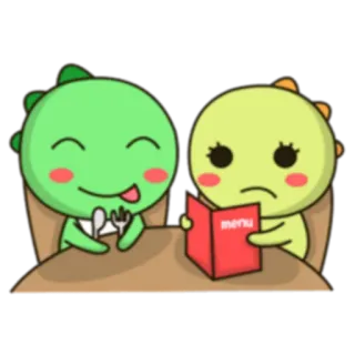 🍽 menu dinosauro, menu, mangiare, cartone animato, ristorante, kawaii whatsapp sticker