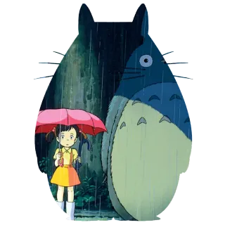☔ Totoro My Neighbor Totoro Totoro, Anime, Cartone animato, Ombrello, Pioggia, Hayao Miyazaki, Ghibli, Animazione telegram sticker