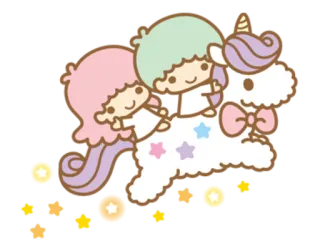 ✋ Little Twin Stars kawaii, unicórnio, estrelas, pastel, fofo, Sanrio telegram sticker