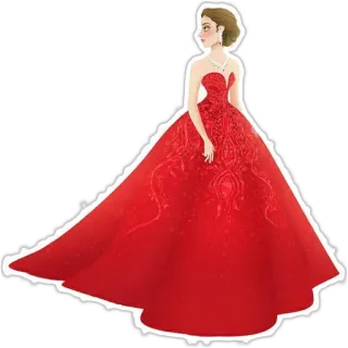 😒 Frau, rotes Kleid, Abendkleid, elegant, Mode, Schmuck telegram sticker