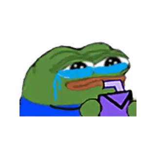 😥 Pepe the Frog pepe, grenouille, meme, triste, pleurs, dessin animé, emoji whatsapp sticker