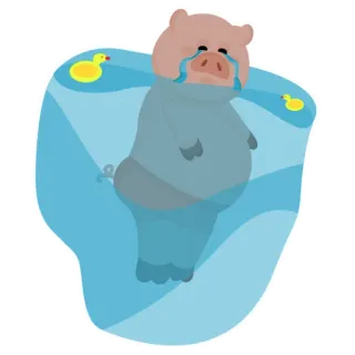 😭 cochon, pleurer, triste, piscine, canard, dessin animé, animal telegram sticker