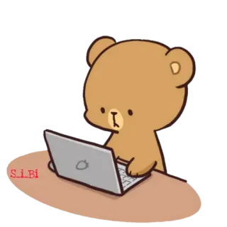 💻 orso, laptop, computer, lavoro, carino, cartone animato telegram sticker