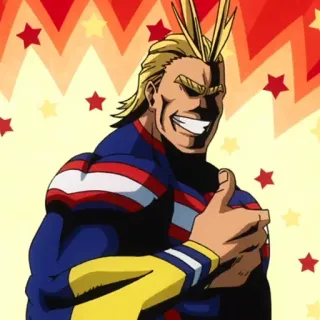🎭 All Might My Hero Academia Аниме, Моя геройская академия, Всемогущий, Супергерой, Большой палец вверх whatsapp sticker