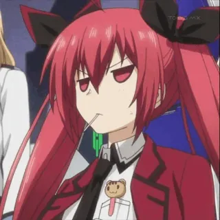 🔥 Itsuka Kotori Date A Live anime, girl, red hair, twintails, lolipop, Date A Live, Kotori Itsuka telegram sticker