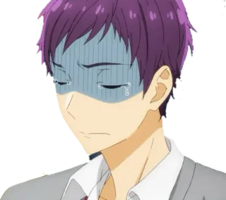 😞 anime, piangere, triste, capelli viola, manga, emotivo telegram sticker