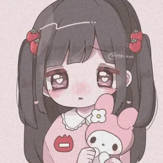 🍓 @mk-xxn 可爱, 卡哇伊, 动漫, 女孩, 兔子, 草莓 telegram sticker