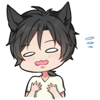 😳 Аниме, Кошачьи уши, Удивлен, Выражение лица, Мультфильм telegram sticker