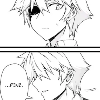 🙄 ...FINE. Anime, Mangá, Monocromático, Personagem, Expressão, Diálogo telegram sticker