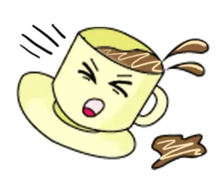 😖 tazza, caffè, versamento, cartone animato, triste, arrabbiato telegram sticker