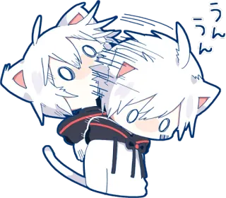 👍 うんうん 猫, アニメ, かわいい, カワイイ, 動物, ちび whatsapp sticker