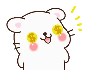 💰 ดอลลาร์, เงิน, ความมั่งคั่ง, การ์ตูน, ตา, หมี, น่ารัก telegram sticker