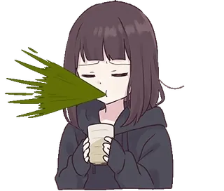 🍵 garota anime, nojo, vomitando, vômito, chateado, bebendo telegram sticker