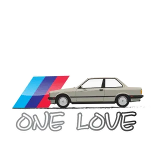 🚗 ONE LOVE samochód, bmw, one love, vintage, auto telegram sticker