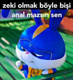 😏 zeki olmak böyle bişi
anal mazsın sen 토끼, 모욕, 만화, 불쾌한, 텍스트, 유머, 밈 whatsapp sticker