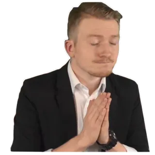 🙏 homem, rezando, terno, gesto, mãos, pedido telegram sticker