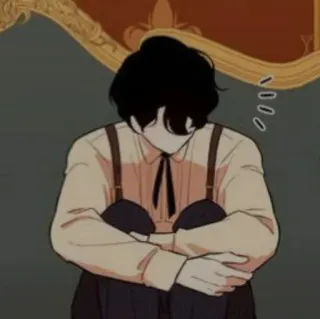 🛐 캐릭터, 슬픈, 감정, 만화, 외로운 telegram sticker