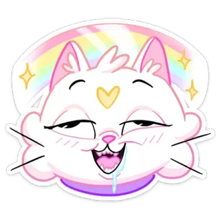 🤤 кот, радуга, сердце, милый, стикер, смешной, мультфильм telegram sticker