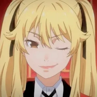 🦮 Mary Saotome Kakegurui Anime, pelo rubio, guiño, Mary Saotome, Kakegurui, lindo, Manga telegram sticker