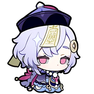 😶 Qiqi Genshin Impact anime, game, chibi, video game, zombie whatsapp sticker