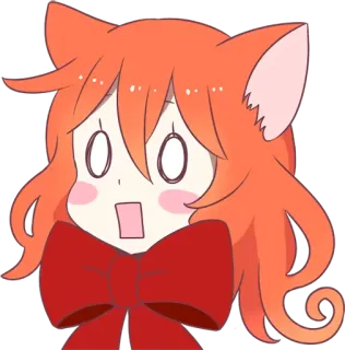 😱 аниме, кот, в шоке, милый, рыжие волосы, бант telegram sticker