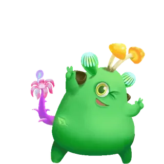 ✌️ mostro, cartone animato, verde, fungo, fantasy telegram sticker