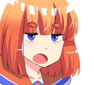 😑 anime girl, cartoon, irritated, pout whatsapp sticker