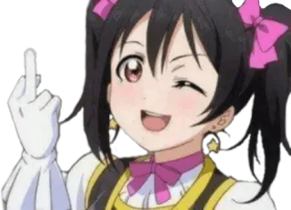 🖕 Nico Yazawa Love Live! Anime, Chica, Idol, Nico Yazawa, Love Live, Dedo corazón, Ofensivo telegram sticker