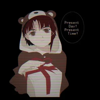 🐻 Lain Iwakura Serial Experiments Lain Present Day! Present Time! anime, lain, present day, present time, serial experiments lain, gift, bear costume telegram sticker