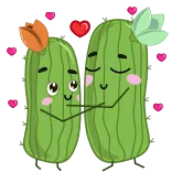 😍 cactus, love, hug, cute, heart, plant, romance telegram sticker
