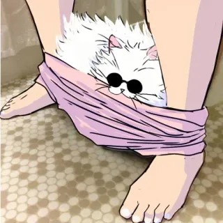 🐈 Katze, Sonnenbrille, Hose, Humor, Cartoon telegram sticker
