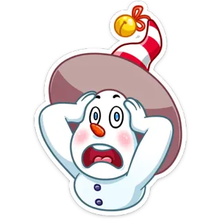 😳 muñeco de nieve, asustado, impactado, sorpresa, dibujos animados, expresión, invierno whatsapp sticker