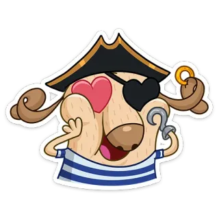 😍 해적, 개, 만화, 동물, 하트, 눈가리개 whatsapp sticker