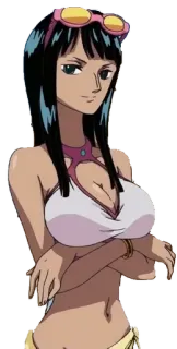 😌 Nico Robin One Piece Anime, Mangá, One Piece, Nico Robin, Roupa de banho, Personagem, Desenho animado telegram sticker