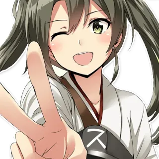 ✌ ス anime girl, peace sign, wink, cartoon, cute, manga telegram sticker