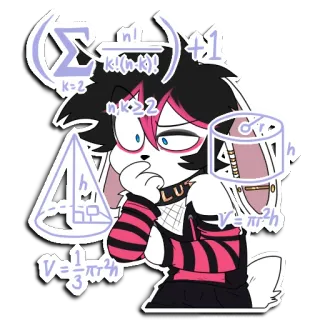 🔣 (sum n!/k!(n-k)!)+1; n,k>=2; V=pi*r^2*h; V=1/3*pi*r^2*h math, bunny, confused, geometry, formulas, furry, calculus telegram sticker