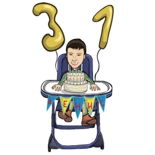 🎁 aniversário, bolo, balões, festa, celebração telegram sticker