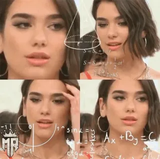 🍓 Dua Lipa singer, pop star, math, equations, thinking, meme telegram sticker